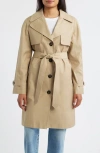 Via Spiga Water Resistant Cotton Blend Trench Coat In Neutral