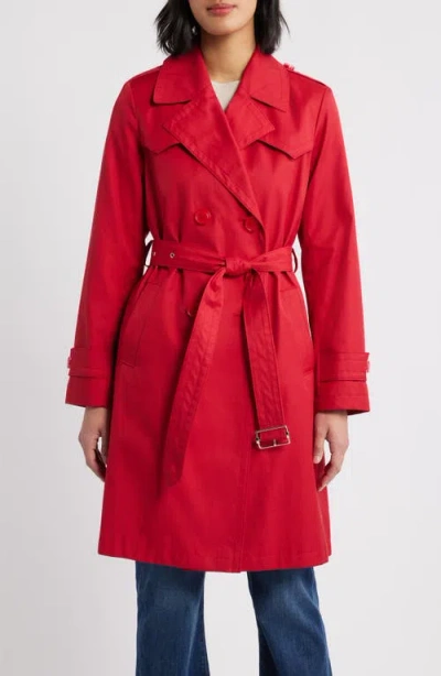 Via Spiga Water Resistant Cotton Blend Trench Coat In Red
