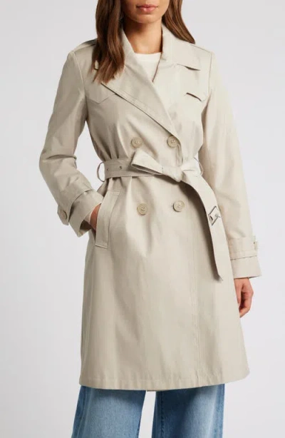 Via Spiga Water Resistant Cotton Blend Trench Coat In Tone Cream