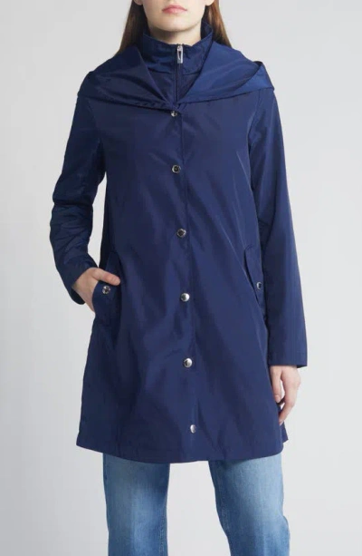 Via Spiga Water Resistant Packable Rain Jacket In Navy