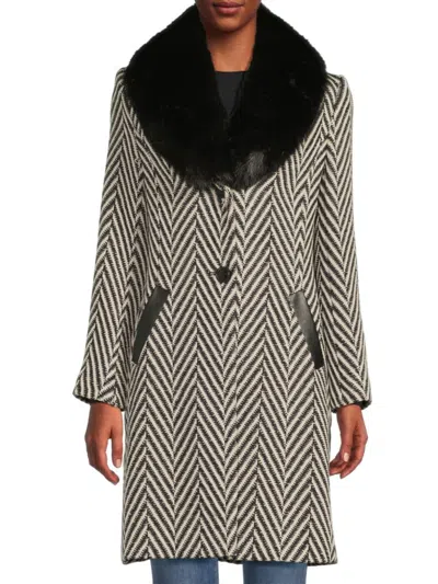 Via Spiga Women's Faux-fur Collar Wool-blend Coat In White