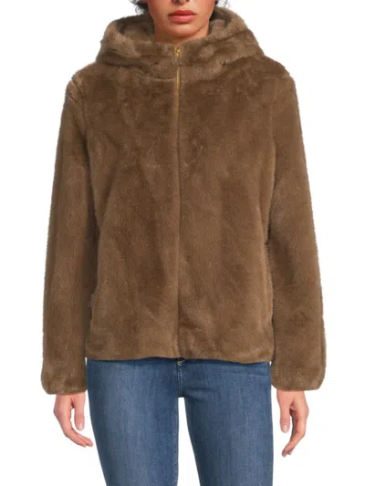 Via Spiga Women's Faux-fur Hooded Jacket In Brown