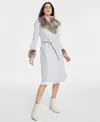 Via Spiga Women's Faux-fur-trim Belted Wrap Coat In Ice