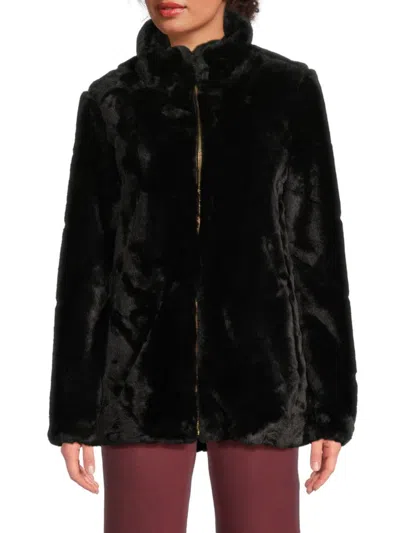Via Spiga Women's Faux Fur Zip Jacket In Black