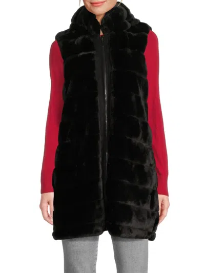 Via Spiga Women's Faux Fur Zip Vest In Black