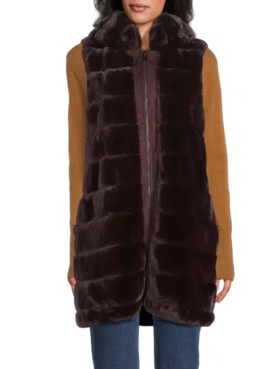 Via Spiga Women's Faux Fur Zip Vest In Burgundy