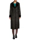 Via Spiga Longline Faux Shearling Coat In Black