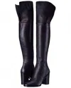 Via Spiga Women Leather Block Heel Over The Knee Boots In Black In Black