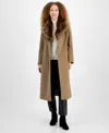 Via Spiga Women's Single-breasted Faux-fur-collar Maxi Coat In Truffle