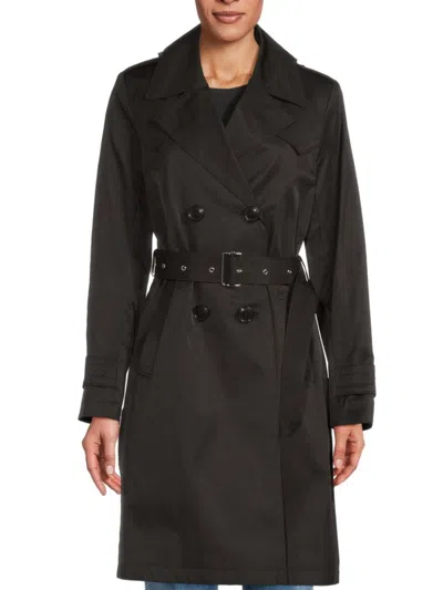 Via Spiga Women's Tie-waist Cotton-blend Trench Coat In Black
