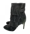 Via Spiga Women's Vesta Suede Leather Fringe Pointed Toe Booties In Grey In Gray