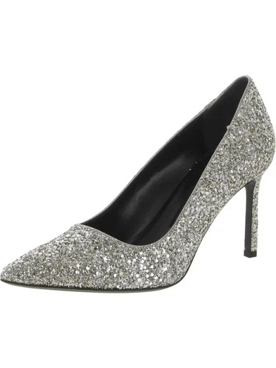 Via Spiga Womens Leather Pointed Toe Pumps In Silver