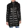 Via Spiga Womens Metallic Midi Puffer Coat In Black