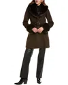 Via Spiga Wool-blend Belted Coat In Brown