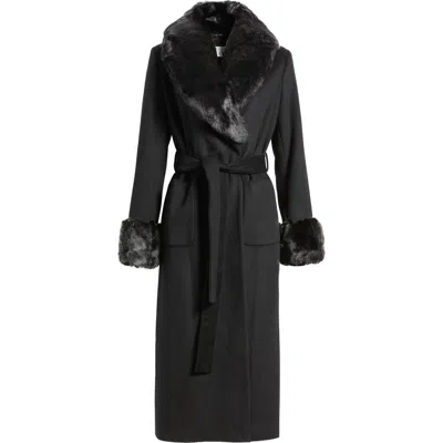 VIA SPIGA VIA SPIGA WOOL BLEND COAT WITH FAUX FUR TRIM