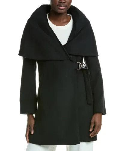 Via Spiga Wool-blend Hooded Coat In Black