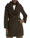 Via Spiga Wool-blend Hooded Coat In Brown