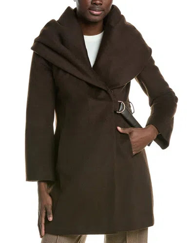 Via Spiga Wool-blend Hooded Coat In Brown