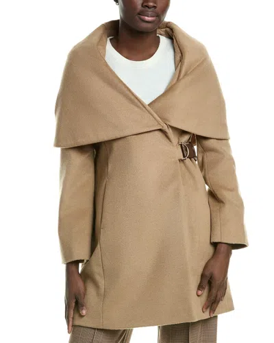 Via Spiga Wool-blend Hooded Coat In Brown