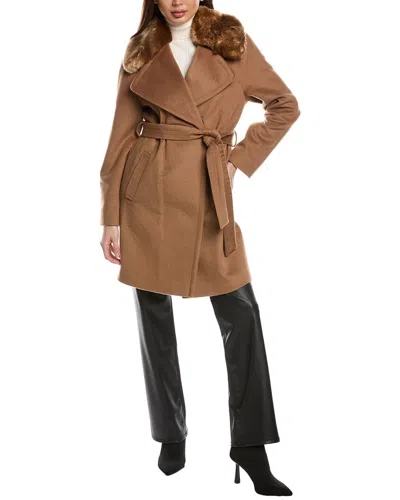 Via Spiga Wool-blend Wrap Coat In Brown
