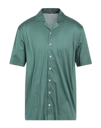 Viadeste Man Shirt Green Size 46 Cotton