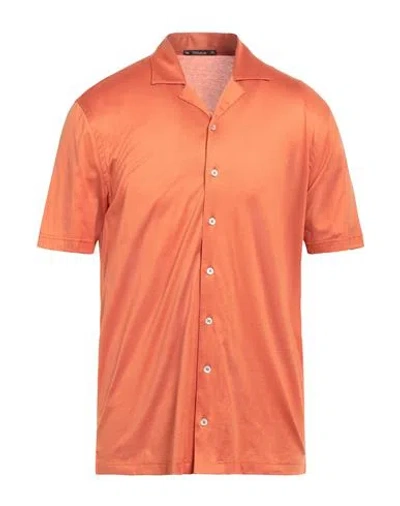 Viadeste Man Shirt Orange Size 46 Cotton