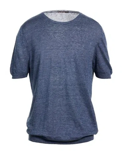 Viadeste Man Sweater Slate Blue Size 46 Linen