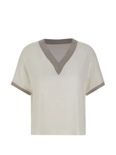 Viadeste V-neck Short-sleeve Blouse In Gray