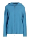 Viadeste Woman Cardigan Azure Size 12 Cotton In Blue