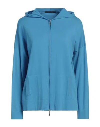 Viadeste Woman Cardigan Azure Size 12 Cotton In Blue