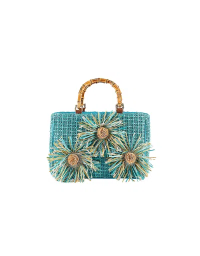 Viamailbag Designer Handbags Antigua Flower - Top Handle Bag In Blue