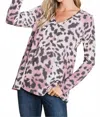 Viamor Magenta Black Hexa Pattern Animal Print Top In Pink In Animal Print