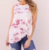 Viamor Tie Dye With A Twist Tank In Mauve In Pink