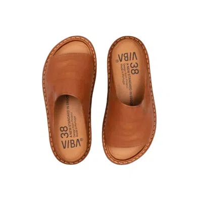 Vibae Women's Saint Tropez Leather Sandal In Cognac Brown Coco