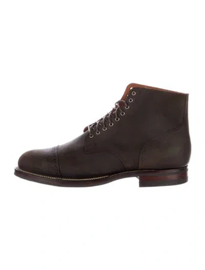 Pre-owned Viberg Leather Lace-up Boots In Brown