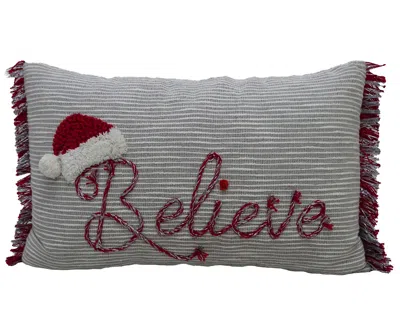 Vibhsa 14"x 24" Christmas Pillow For Holidays-believe In Gray