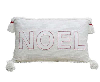 Vibhsa 14"x 24" Noel Christmas Pillow For Holidays In Neutral