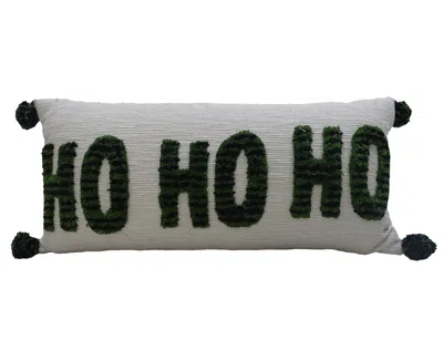 Vibhsa 14"x 32" Hohoho Christmas Pillow For Holidays In White
