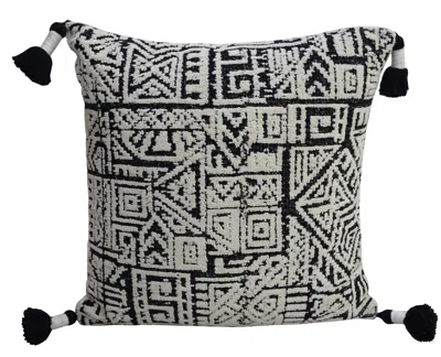 Vibhsa 20" X 20" Throw Pillow With Tassels For Decoration In Black