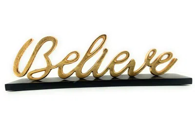 Vibhsa Believe Decorative Home Accent (12.5", Rustic Golden)