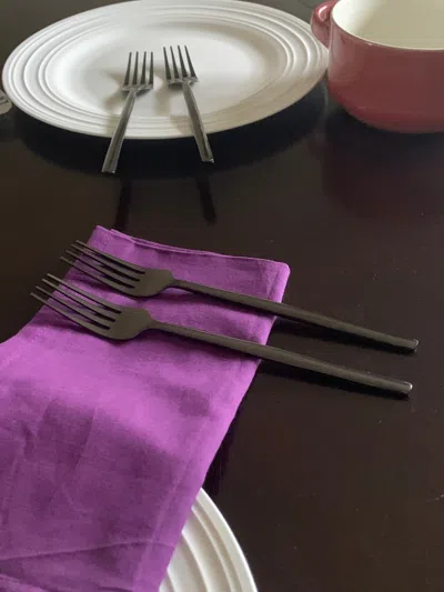 Vibhsa Black Silverware Dinner Fork Flatware Set Of 6