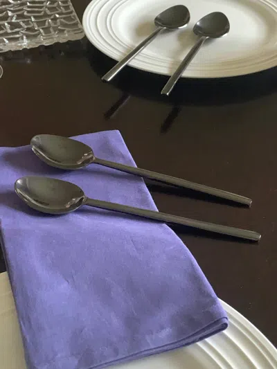 Vibhsa Black Silverware Table Spoon Flatware Set Of 6