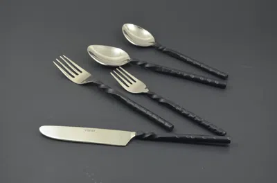 Vibhsa Black Stainless Steel Flatware Set Of 20 Pc