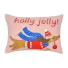 Vibhsa Christmas Holly Jolly Embroidered Pillow - 14"x20" Rectangular Throw Pillow In Multi