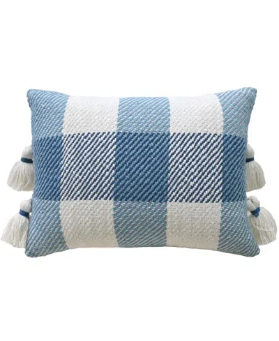 VIBHSA CLOSEOUT! VIBHSA LINDEN STREET HANDLOOM WOVEN TEXTURED PLAID DECORATIVE PILLOW, 14'' X 20''