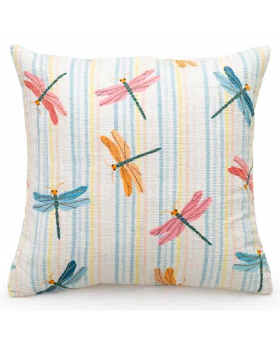 Vibhsa Dancing Dragonflies Printed Embroidered Decorative Pillow, 20" X 20" In Multi