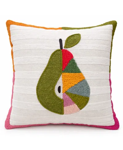 Vibhsa Dear Pear Textured Stripe Embroidered Decorative Pillow, 20" X 20" In Multi