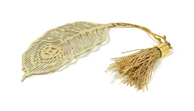 Vibhsa Feather Bookmark With Tassel Golden Finish Set Of 6