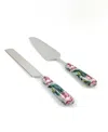 Vibhsa Floral 2-pc. Cake Serving Set, For 2 In Silver And Multi Color Finish