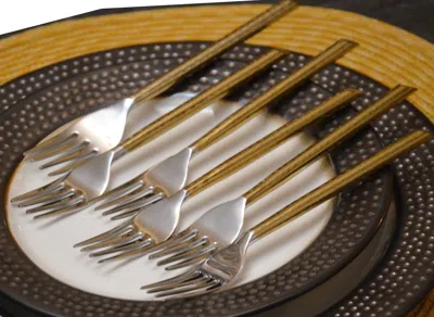 Vibhsa Golden Silverware Dinner Forks Set Of 6